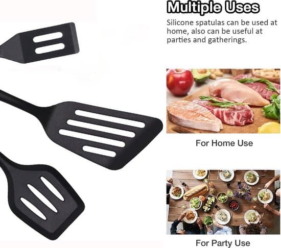 3-pak silikonespatelsæt sort varmebestandig non-stick