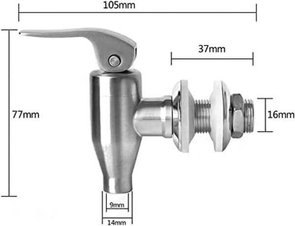 Drikkedispenser i rustfritt stål, erstatningskran, vinjuice roterende kran ølkran vanndispenser for øltønne (16 mm)