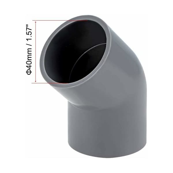 10 st PVC 45 graders armbåge grå 40 mm ID rörkoppling bevattning dränering ventilationskoppling