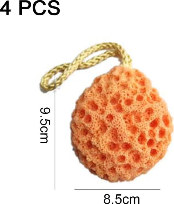 Badsvampar 4-pack Orange Bikakeformad Hydrofil PU Rikligt Löddrande Duschskrubb