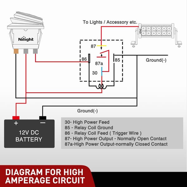 5 stk. 12V 20A Blå LED Belyst Vippekontakt 5 pcs