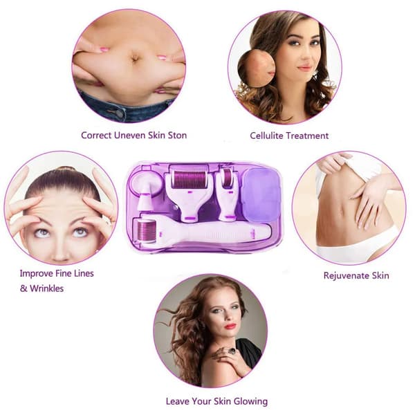 6-i-1 Microneedle Derma Roller för ansiktsvård, anti-rynk, bristningar, håravfall