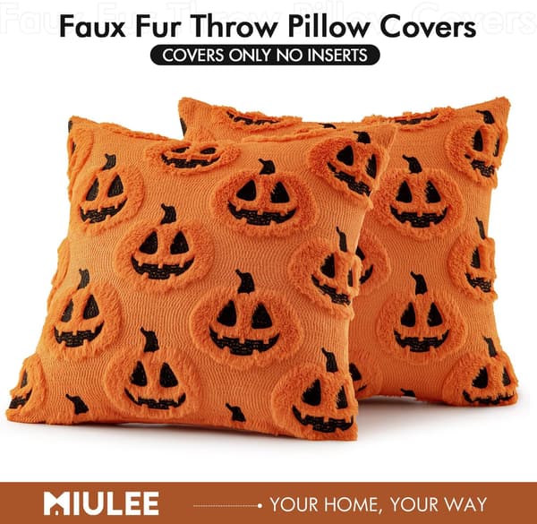 MIULEE Halloween Höst Pumpa Kuddfodral 45x45 cm Orange Svart MIULEE Halloween Fall