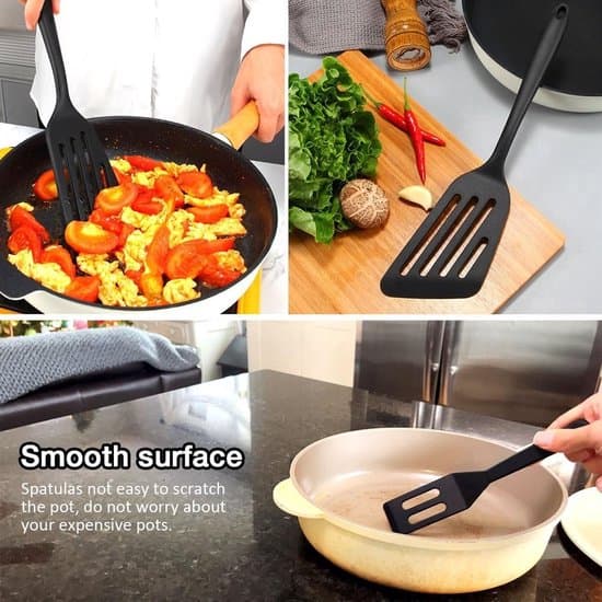 3-pak silikonespatelsæt sort varmebestandig non-stick