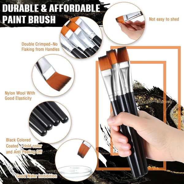 Platta penslar 10 st 3/4 tum nylonborst brun 10 pcs