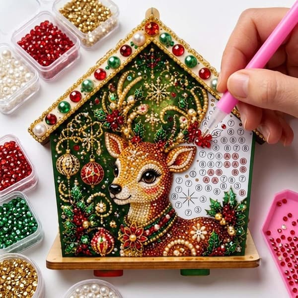 DIY 3D Diamantkunst Julehus Sæt Julepynt Håndværk til Voksne Pyrenk DIY 3D