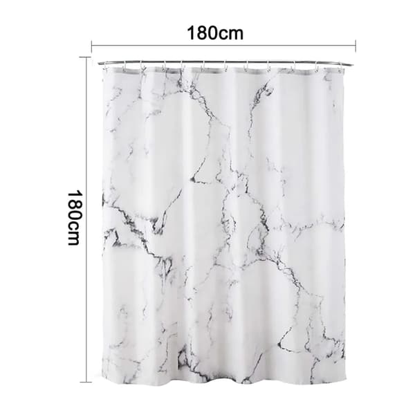 Dusjforheng i stoff 180x180 cm Polyester Agatprint Vanntett Vaskbart 12 Kroker