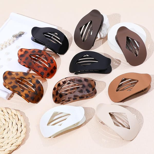 10 stk flate hårspenner for kvinner, 4,2 tommer store kloklemmer - leopard 10 pcs