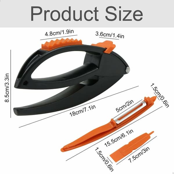 3-i-1 Multifunktionel Hvidløgspresser Sort Orange PS Materiale 1 stk