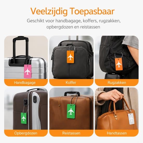 5-pack bagagebrickor i aluminium, hållbara namnskyltar, resetillbehör, silver/metall BOTC Kofferlabels -