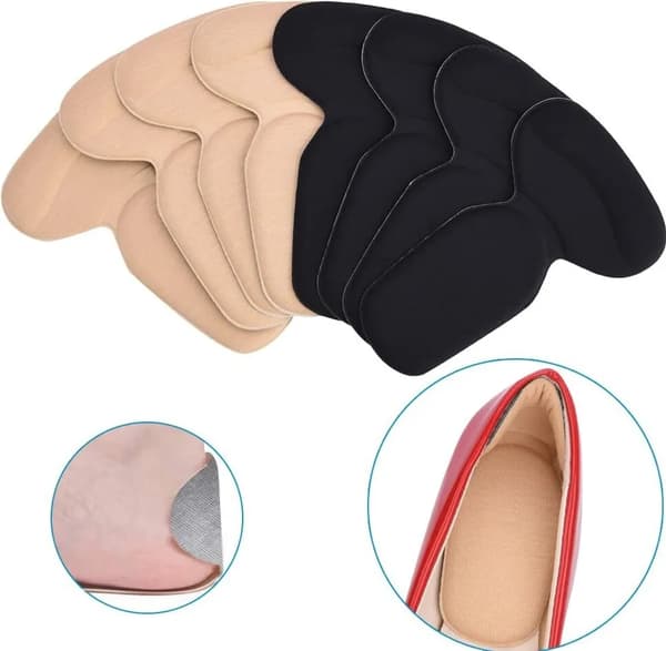 Hälkuddeinlägg 4 par Memory Foam Starkt Grepp Högklacksskydd Svart Beige