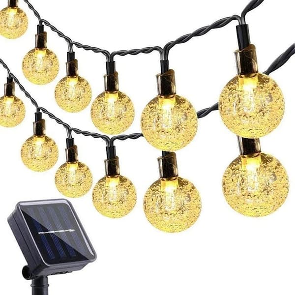 Solcellsdriven ljusslinga 50 LED Kristallkula Varmvit 8 Lägen IP65 Uteplats