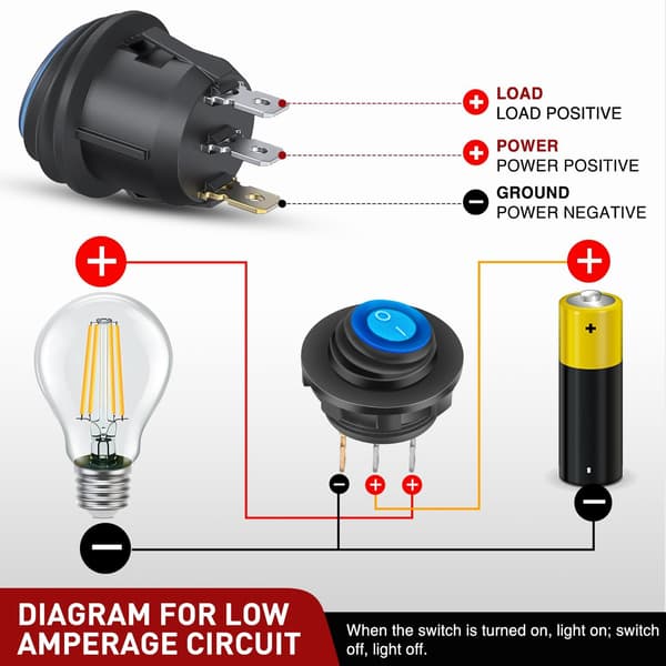5 stk. 12V 20A Blå LED Belyst Vippekontakt 5 pcs
