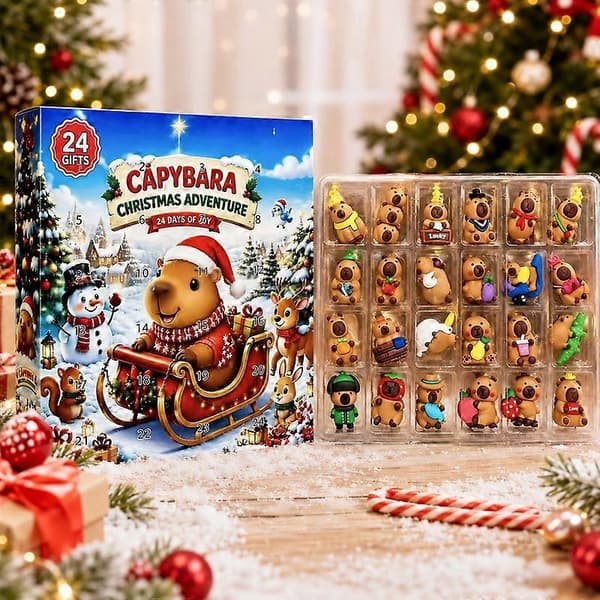 2026 Capybara Nedräkningskalender för Högtider, 24-dagars Mini Capybara Samlarfigurer Mini