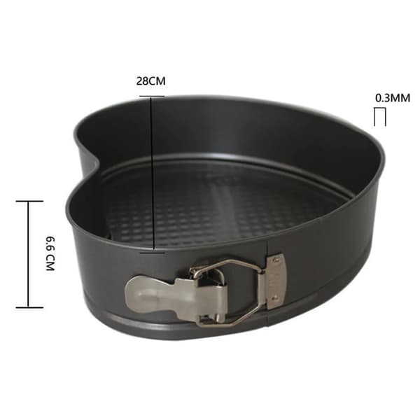 Hjerteformet non-stick springform kakeform 18 cm diameter 6,6 cm høyde karbonstål baking