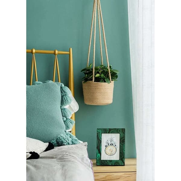 Beige Hängande Planteringskärl Modern Bomullsrep Korg Väggmonterad Passar Inomhus Utomhusväxter 2 st 20cm