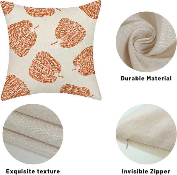 Höstbrända orange pumpamönstrade kuddfodral 18x18, set om 2 Set of 2