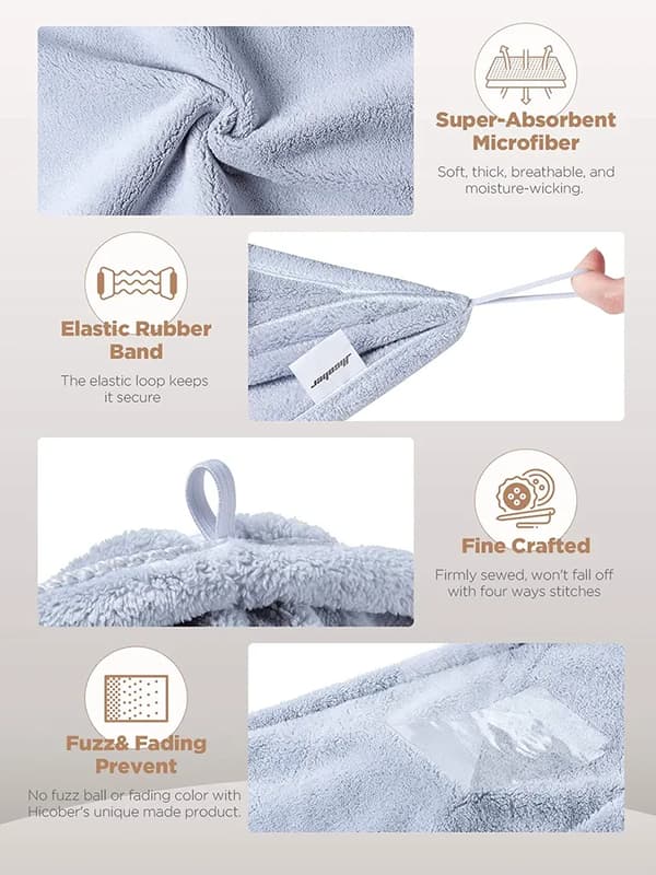 Hårtorkhandduk i mikrofiber 3-pack Microfiber Hair Drying