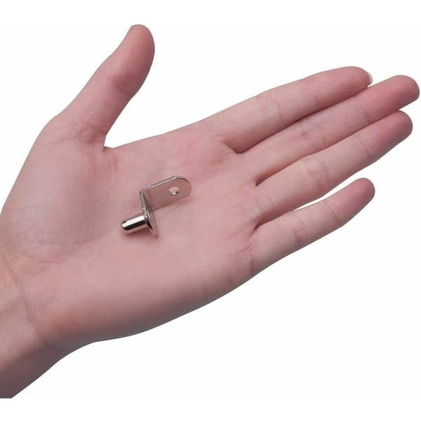Nickelpläterade L-håls hyllstift 5 mm axel 40-pack 6,35 mm diameter