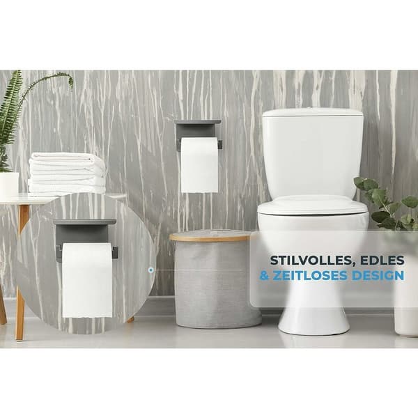 Sort selvklæbende toiletpapirholder i rustfrit stål uden boring L-formet vægmontering badeværelse