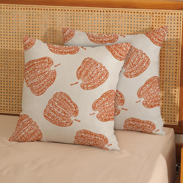 Höstbrända orange pumpamönstrade kuddfodral 18x18, set om 2 Set of 2