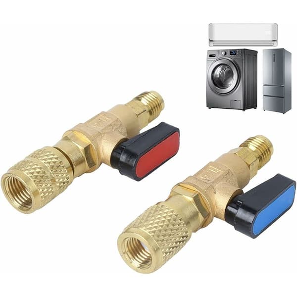 Köldmedieventiladapter Laddslangs kulventil R22 R410A Backventil 2st Röd Blå