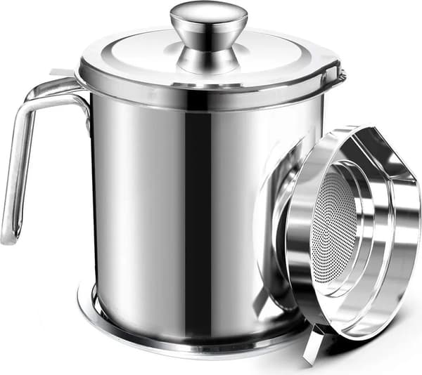 Oljebehållare Rostfri Oljekanna med Filter 2L