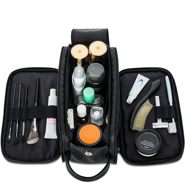 Necessär för män 1-pack PU-läder Våt Torr Rese Dopp Kit 24x15x16 cm Beige