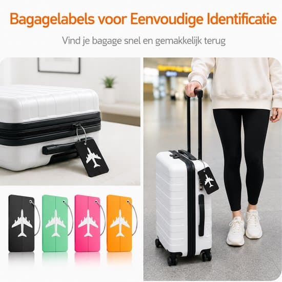 5-pack bagagebrickor i aluminium, hållbara namnskyltar, resetillbehör, silver/metall BOTC Kofferlabels -