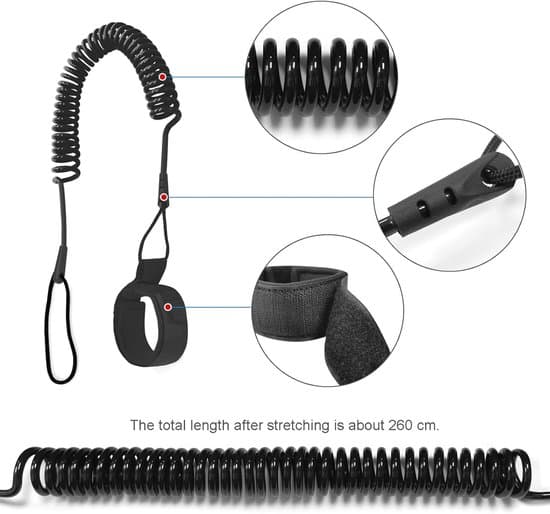 Surfboard Leash, Sort, Kompatibel med alle boards, 3m stræk