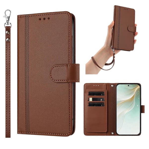 Plånboksfodral kompatibelt med iPhone 16e / 17e, 9 kortplatser, PU-läder, vikbart stativ, 16 cm rem Compatible For iPhone