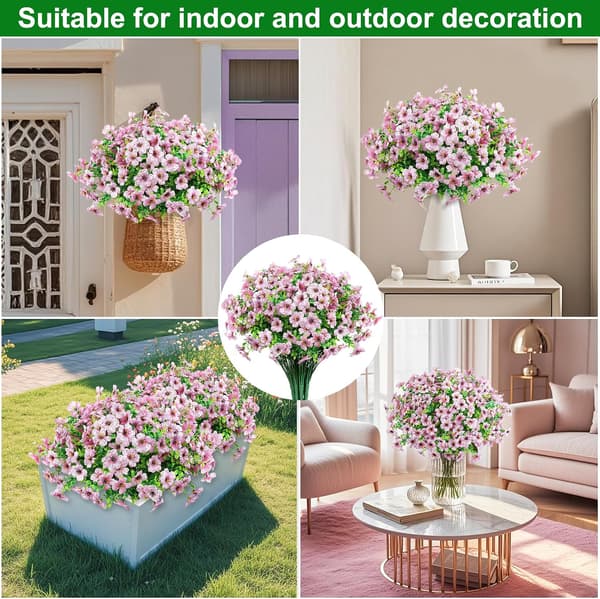24 stk. kunstige udendørs blomster, lyserøde, til boligindretning 24 pcs