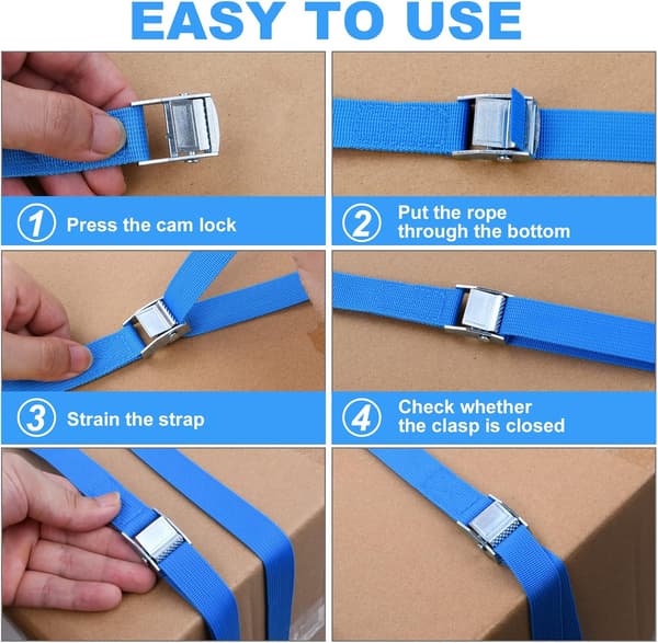 4 stycken blåa 2m x 2,5cm lastremmar blauw 4 stuks -