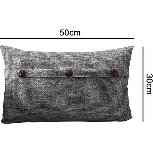Grå dekorativa örngott i linne 2-pack 3 knappar 30x50cm dold dragkedja bondgårdsstil soffa sovrumsset