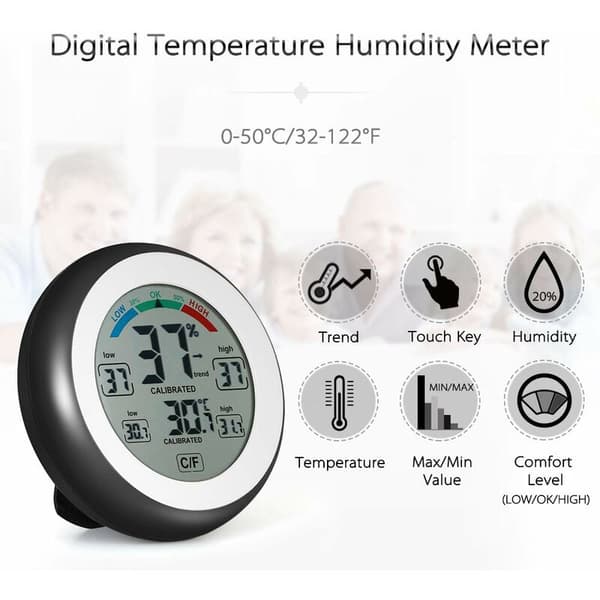 Rund Touch Hygrometer 3305F Svart