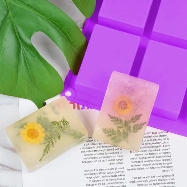 Silikon rektangulær såpeform 6 hulrom DIY silikonform for baking av kake sjokoladekjeks isbit håndlaget