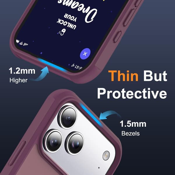 Kompatibel med iPhone 17 Pro-deksel med stativ, vinrød, magnetisk ringstativ SKYLMW Compatible with