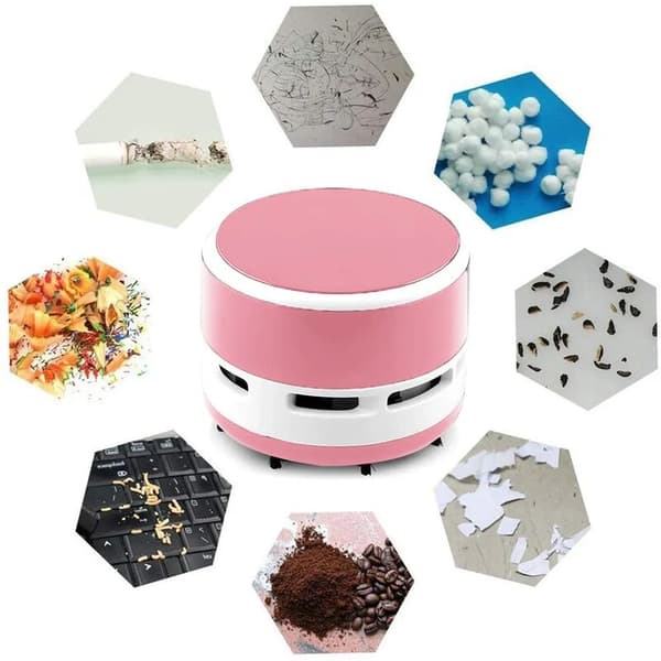 Mini skrivbordsdammsugare rosa batteridriven 1 st