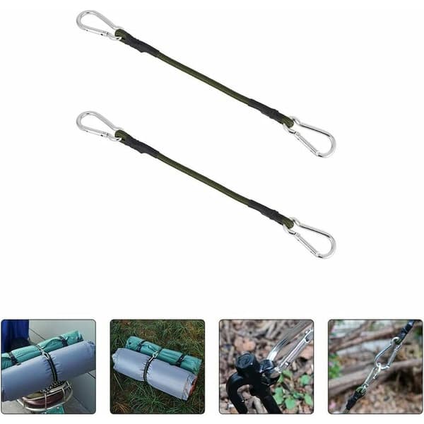 Elastisk Bungee-snodd med dubbla krokar 90 cm lång spännrem Bagage Camping Motorcykel 2-pack