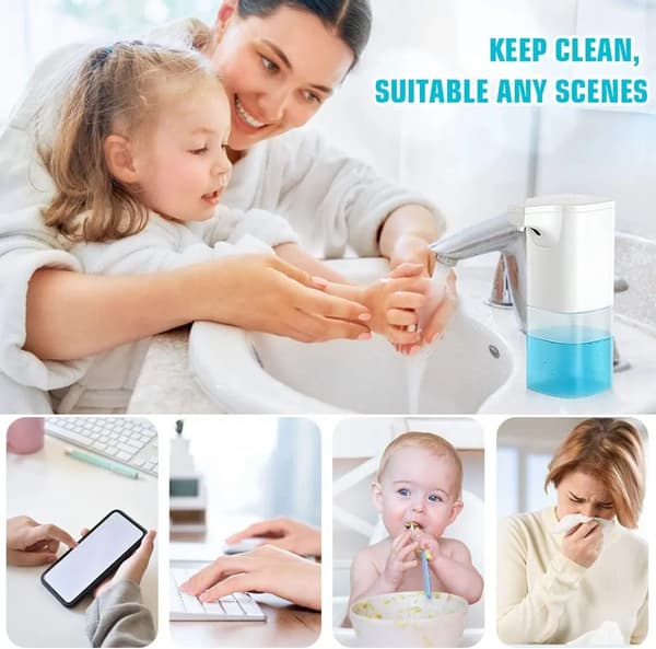 Automatisk skumsæbedispenser IR-sensor 350 ml hvid ABS IPX3 Kræver 4 AA-batterier Bad Køkken