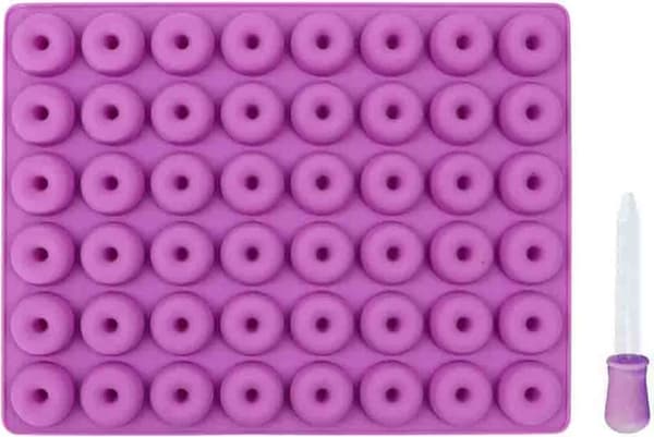 Mini Donut Silikonform, Non-stick Matkvalitets Silikon, Godteri, Sjokolade, Gelé, Isbitform med Pipette