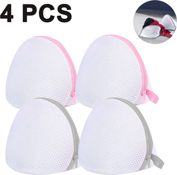 BH Vaskeposer i Nett 4-pakning Stil2 Polyester 15x17 cm 2 Lotus Trekant + 2 Grå