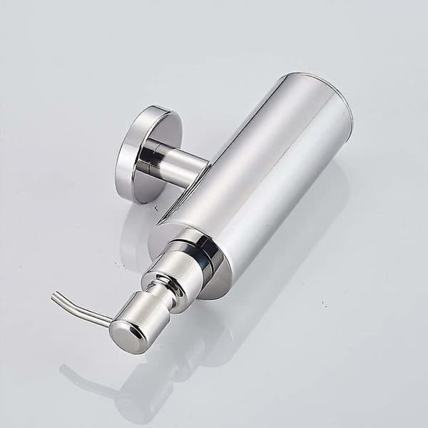 304 Rostfritt Rund Väggmonterad Tvåldispenser 200ml Spegelkrom Cylinder Tryckmontering 1 st