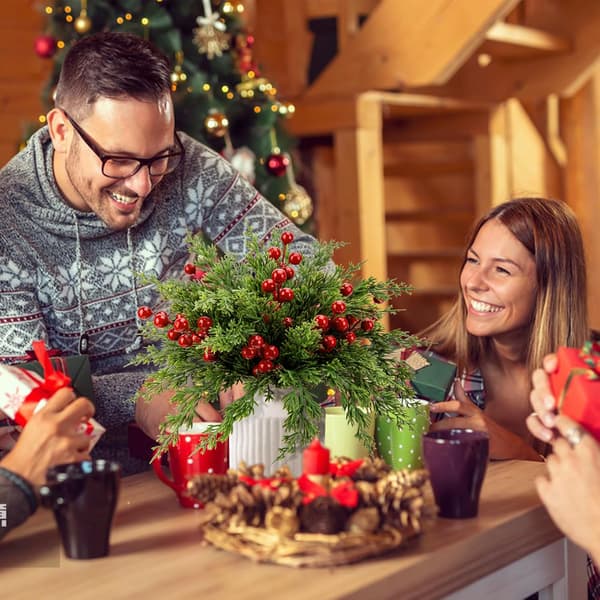 45 st julkonstgjorda tallgrenar röda bärstjälkar 45 pcs
