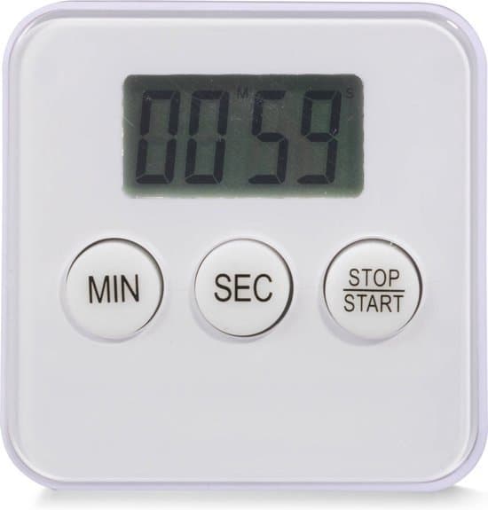 Magnetisk digital kjøkkentimer med stativ, hvit