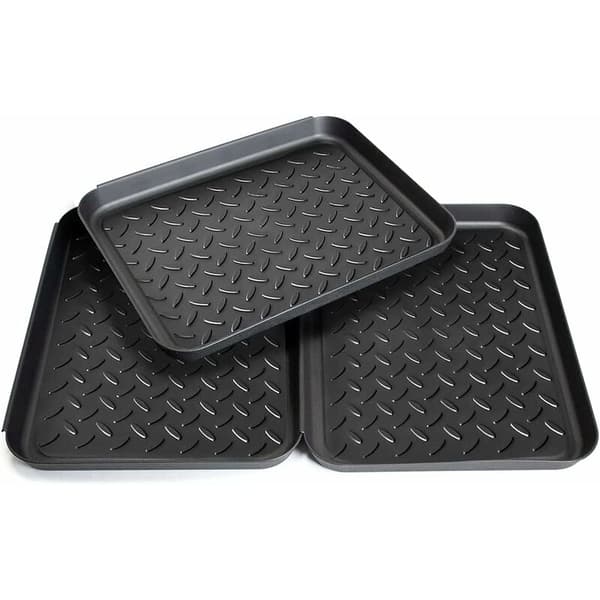 Plastik skobakke sort stabelbar 3-pak 35x27,5x3cm