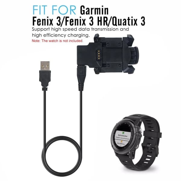 Opladerdock og 1M datakabel til Garmin Fenix 3/Fenix 3 HR/Quatix 3