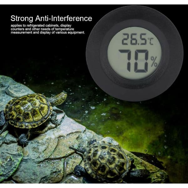 Rund Mini Digital Hygrometer Termometer Snabbavläst Kylskåpsvitrin Svart 1 st