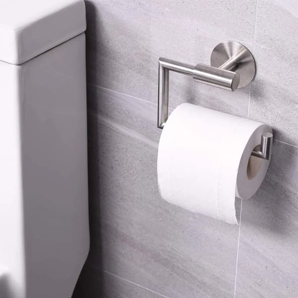 Toiletpapirholder Rustfrit Stål Selvklæbende Vægmontering Ingen Boring Sølv Roterbar
