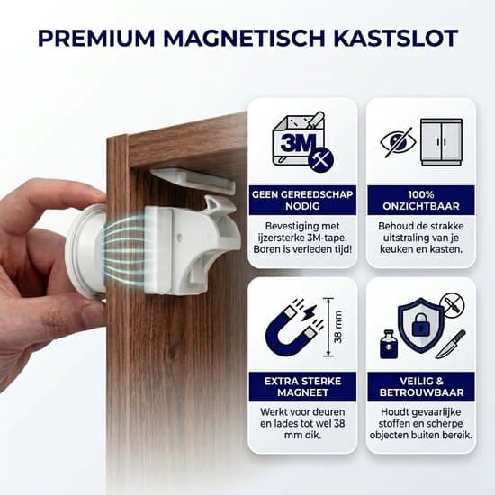 4 magneettista lapsilukkoa, 2 avainta, ei porausta